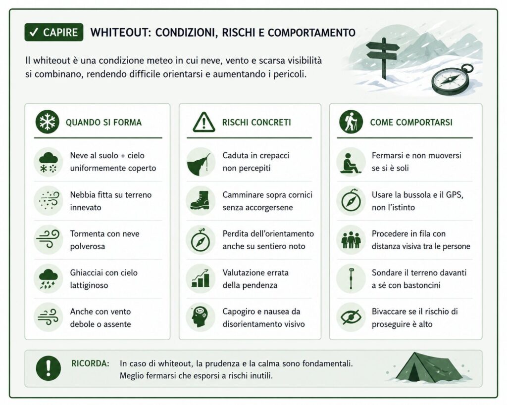 Whiteout: condizioni, rischi e comportamento