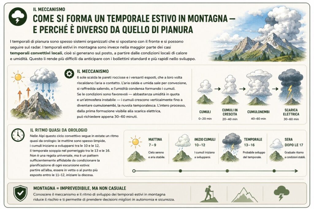 Come si forma un temporale estivo in montagna