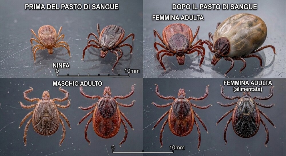 Confronto stadi crescita zecca
