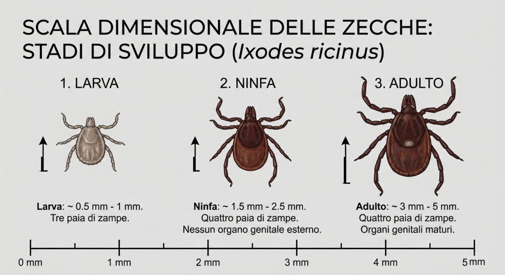 Confronto dimensioni zecche