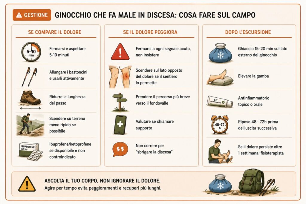 Ginocchio che fa male in discesa: cosa fare sul campo