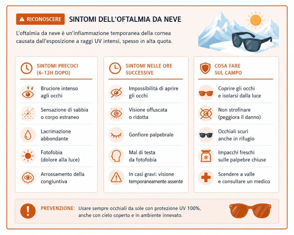 Riconoscere i sintomi dell'oftalmia da neve