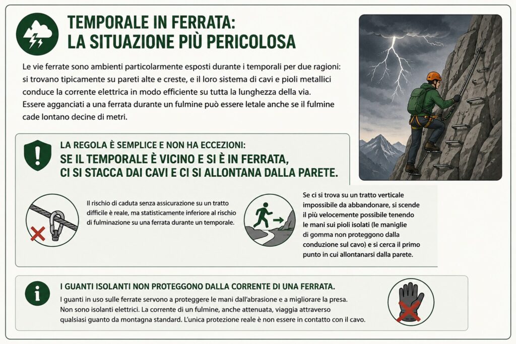 Temporale in ferrata: la situazione più pericolosa