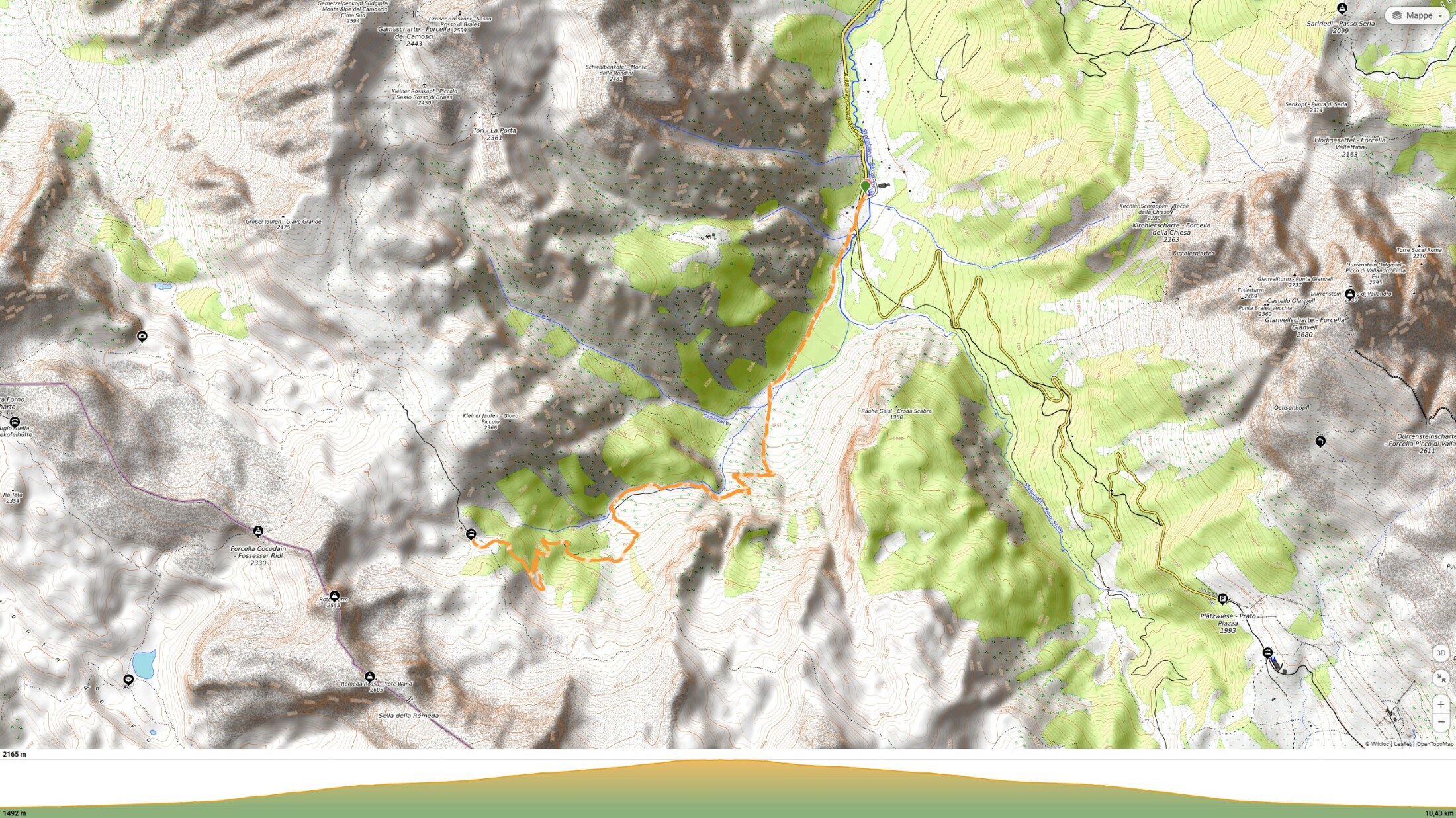 Rossalm o Malga Cavallo da Ponticello mappa