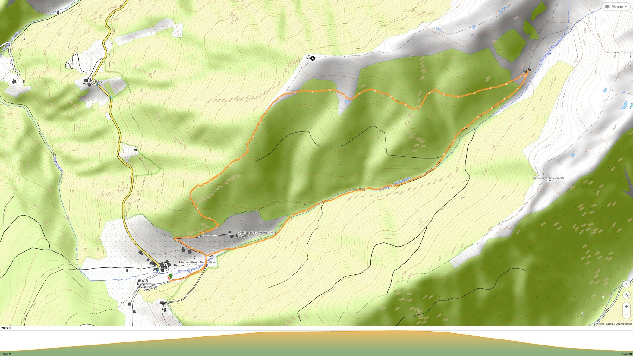 Malga Montassilone o Tesselberger Alm mappa