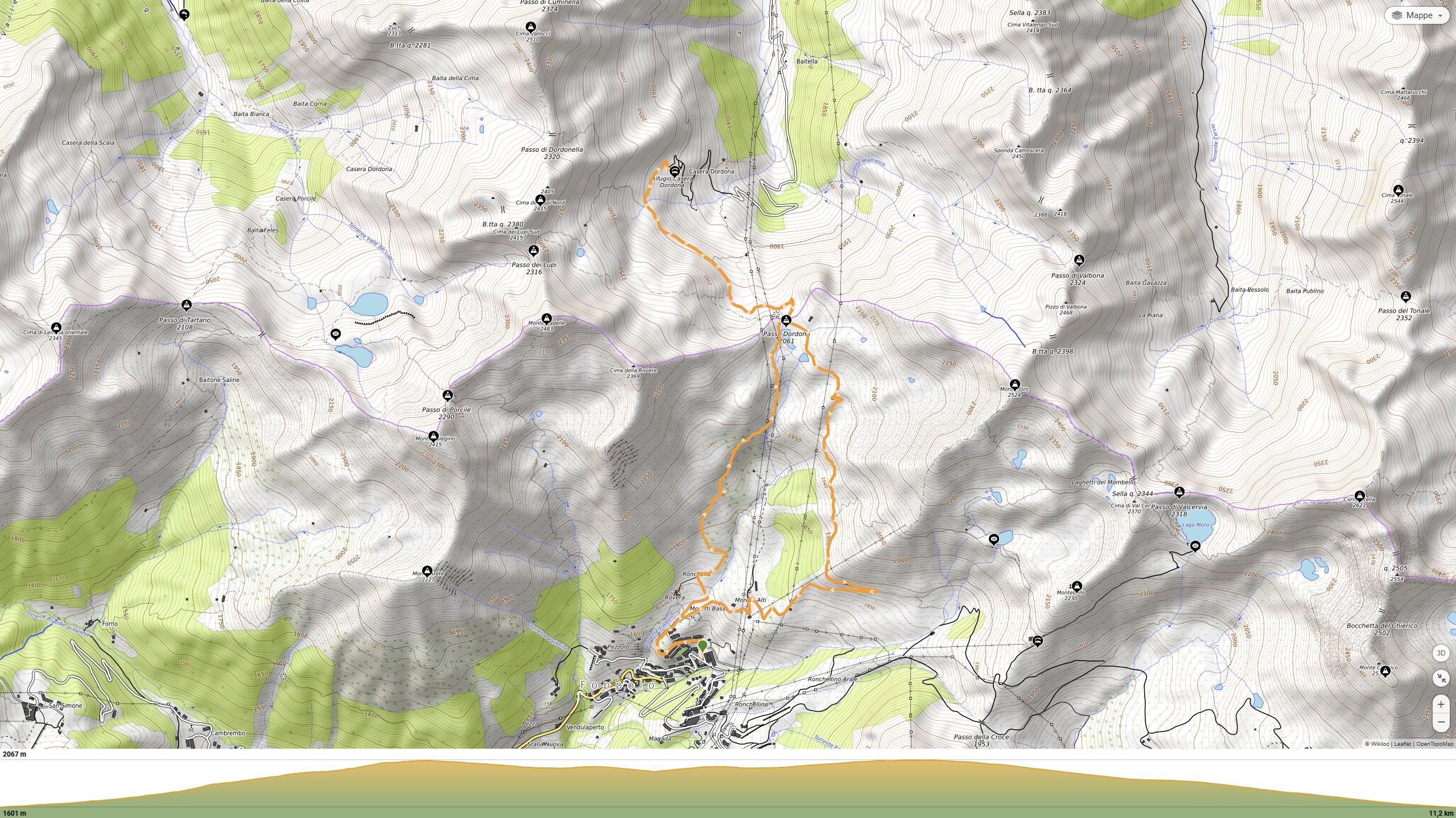 Anello rifugio Dordona da Foppolo mappa