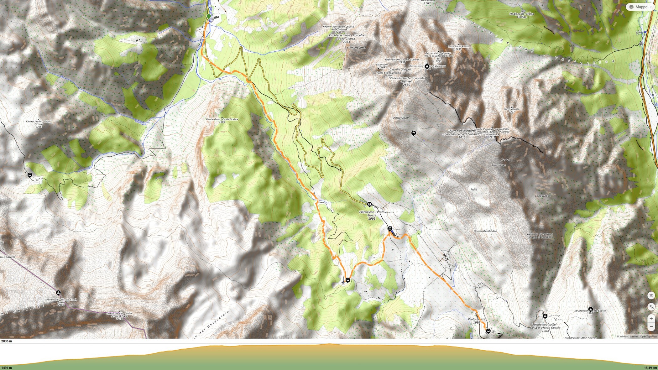 Malga Stolla, Prato Piazza e rifugio Vallandro da Ponticello mappa