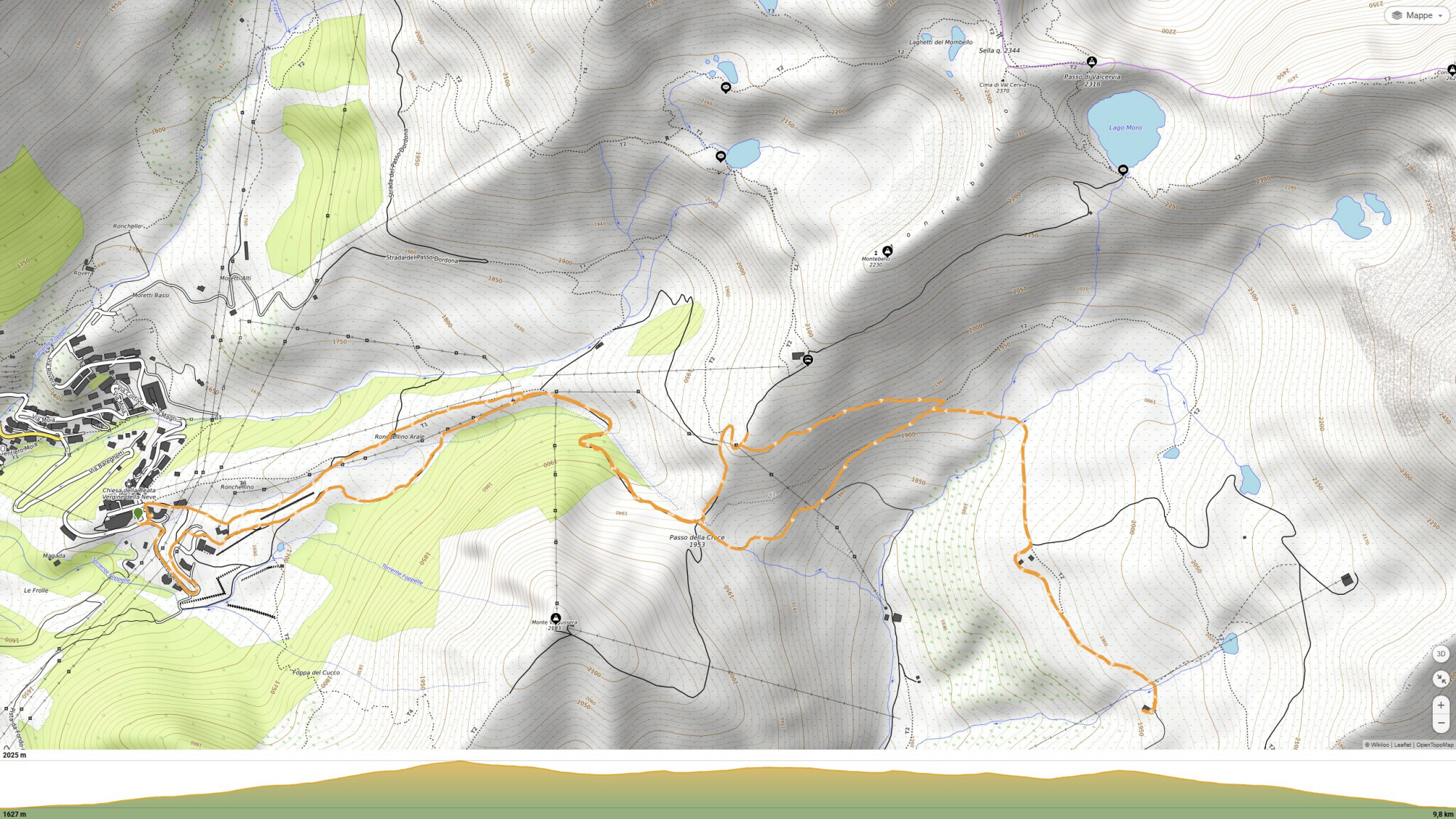 Rifugio Mirtillo Val Carisole da Foppolo mappa